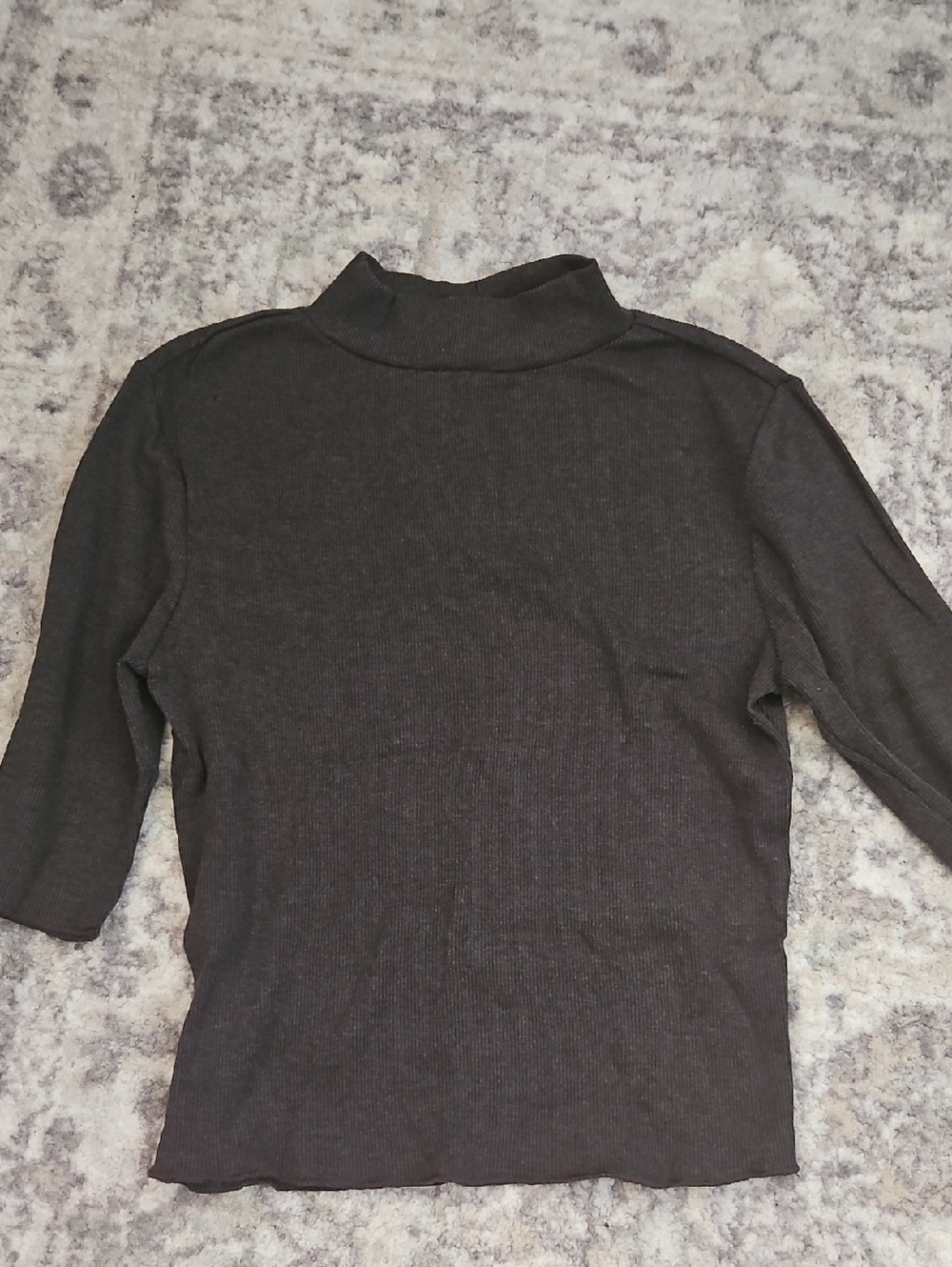 Women's Black Ribbed Mock Neck Top